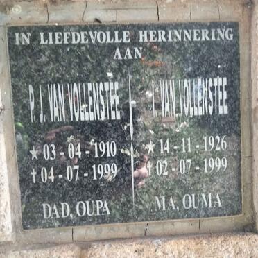 VOLLENSTEE P.J., van 1910-1999 & I. 1926-1999