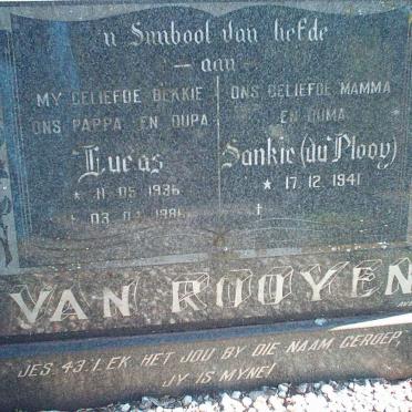 ROOYEN Lucas, van 1936-1985 &amp; Sankie DU PLOOY 1941-