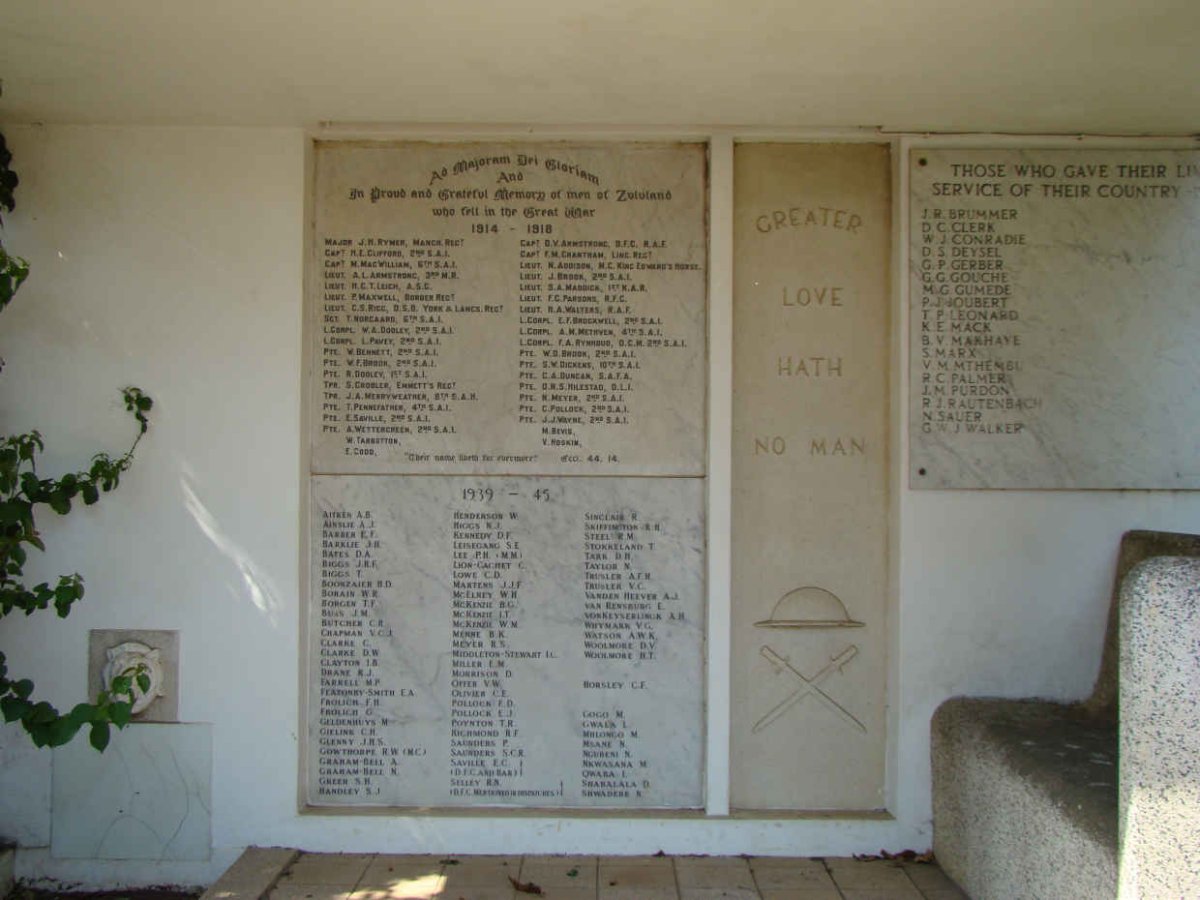 Zululand War Memorial 1914-1918 &amp; 1939-1945