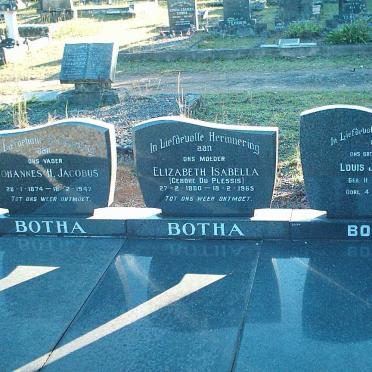 BOTHA Johannes H. Jacobus 1874-1947 &amp; Elisabeth Isabella DU PLESSIS 1880-1965 :: BOTHA Louis Johannes 1903-1982