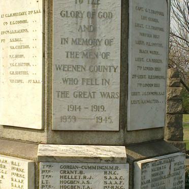 Kwazulu-Natal, ESTCOURT, Weenen County War Memorial