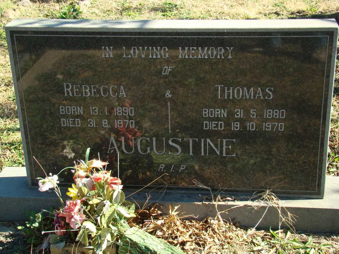 AUGUSTINE Thomas 1880-1970 &amp; Rebecca 1890-1970