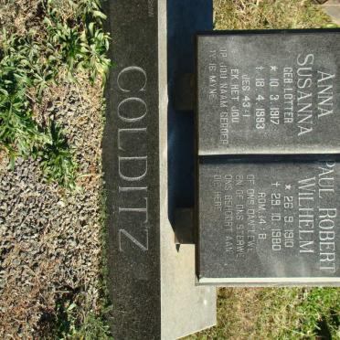 COLDITZ Paul Robert Wilhelm 1910-1980 &amp; Anna Susanna LOTTER 1917-1993