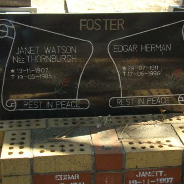 FOSTER Edgar Herman 1911-1996 &amp; Janet Watson THORNBURGH 1907-1985
