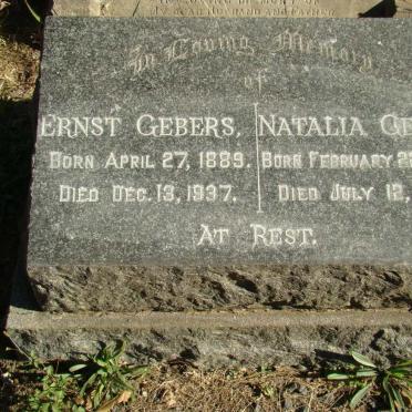 GEBERS Ernst 1889-1937 &amp; Natalia 1896-1971