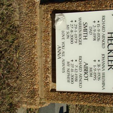 HECKLER Richard Arnold 1926-1991 &amp; Johanna Wilemina 1926-1995 :: SMITH Warren Roger 1979-2000 :: ABBOT Richard Arnold 1981-2