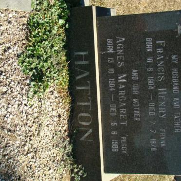 HATTON Francis Henry 1904-1978 &amp; Agnes Margaret 1904-1986
