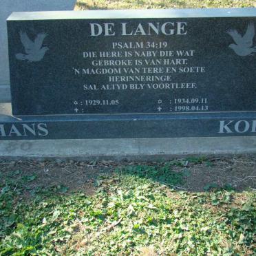 LANGE Hans, de 1929- &amp; Koekie 1934-1998