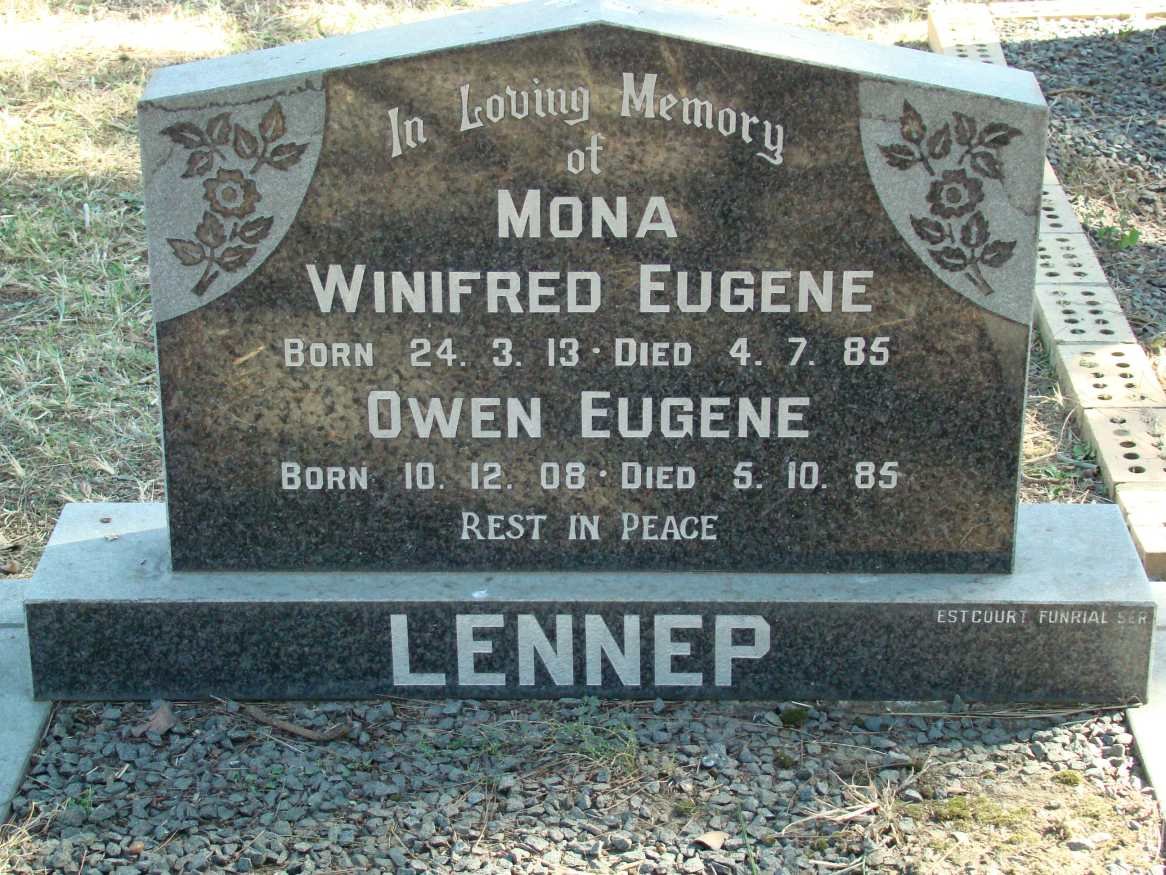 LENNEP Owen Eugene 1908-1985 &amp; Mona Winifred Eugene 1913-1985