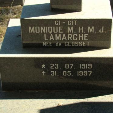 LAMARCHE Monique M.H.M.J. nee DE CLOSSET 1919-1997