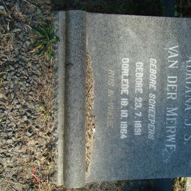MERWE Adriana J.S., van der nee SCHEEPERS 1891-1964