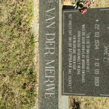 MERWE Charel Johannes, van der 1934-1993