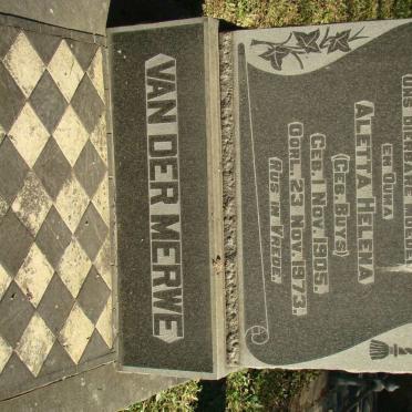 MERWE Aletta Helena, van der nee BUYS 1905-1973