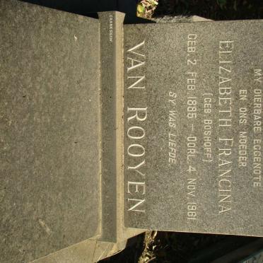 ROOYEN Elizabeth Francina, van nee BOSHOFF 1885-1961