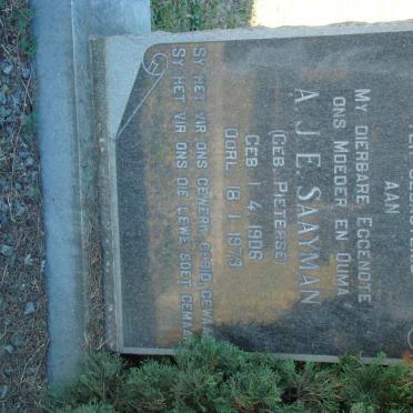 SAAYMAN A.J.E. nee PIETERSE 1906-1973