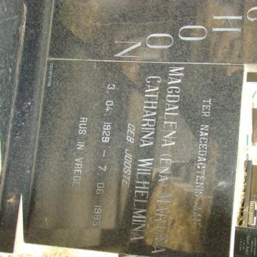SCHOON Magdalena Marina Catharina Wilhelmina nee JOOSTE 1929-1985