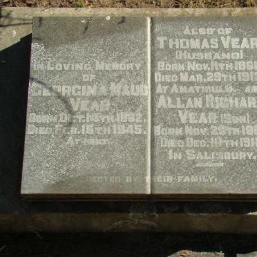 VEAR Thomas 1861-1913 &amp; Georgina Maud 1862-1945