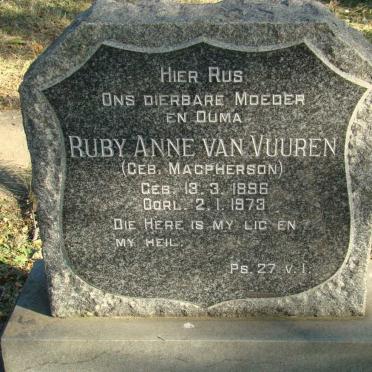 VUUREN Ruby Anne, van nee MACPHERSON 1896-1973