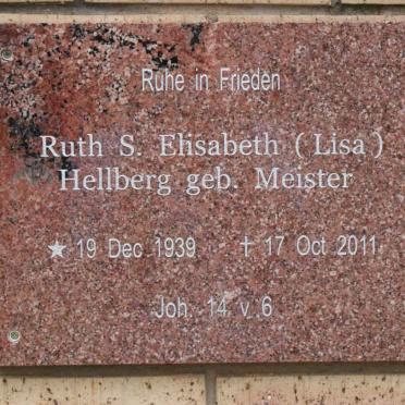 HELLBERG Ruth S. Elisabeth nee MEISTER 1939-2011