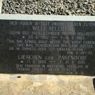 HELLBERG Willi 1902-1993 &amp; Lieschen PAKENDORF 1903-1991