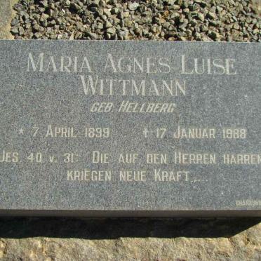 WITTMANN Maria Agnes Luise nee HELLBERG 1899-1988