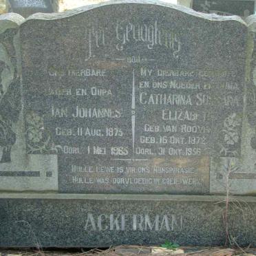 ACKERMAN Jan Johannes 1875-1965 &amp; Catharina Susanna Elizabeth VAN ROOYEN 1872-1956