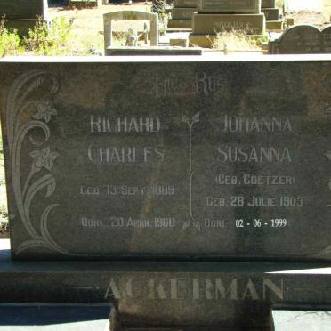 ACKERMAN Richard Charles 1889-1960 &amp; Johanna Susanna COETZER 1903-1999