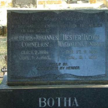 BOTHA Diederik Johannes Cornelius 1884-1963 &amp; Hester Jacoba Magdalena Hendrika 1883-1965