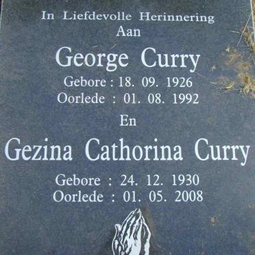 CURRY George 1926-1992 &amp; Gezina Cathorina 1930-2008
