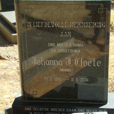 CLOETE Johanna J. nee MINNIE 1915-2001