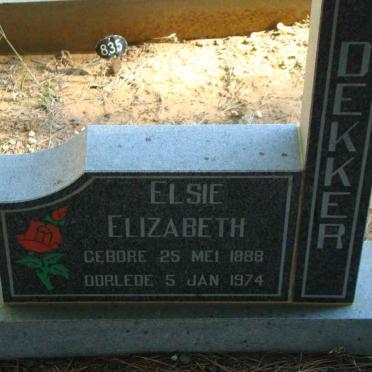 DEKKER Elsie Elizabeth 1888-1974