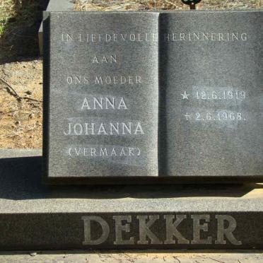 DEKKER Anna Johanna nee VERMAAK 1919-1968