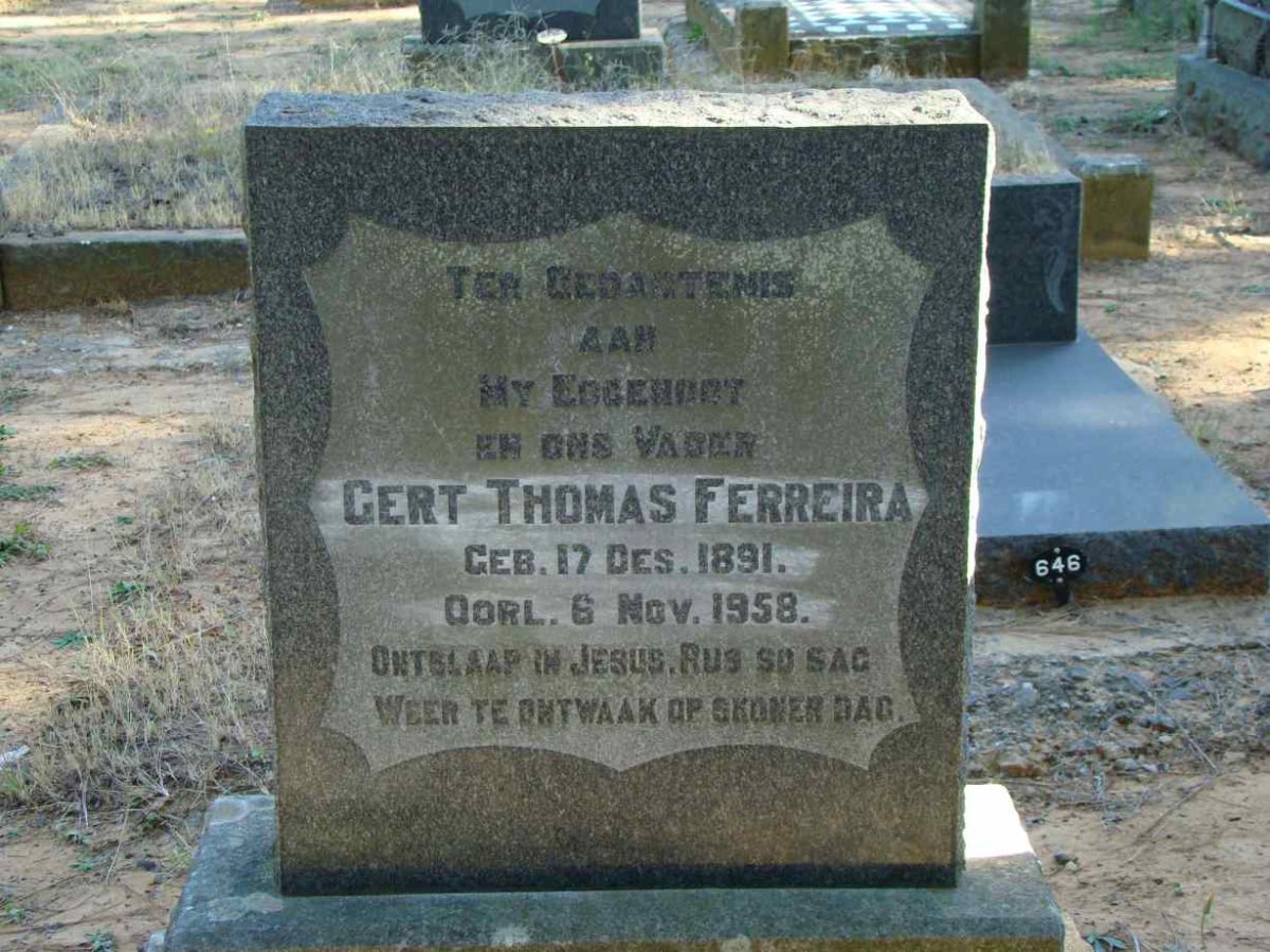 FERREIRA Gert Thomas 1891-1958