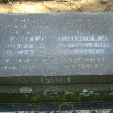 FICK Johan I.J. 1884-1952 &amp; Elizabeth M.J. FOURIE 1898-1972
