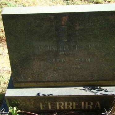 FERREIRA Antonetta Christina nee WINK 1892-1971