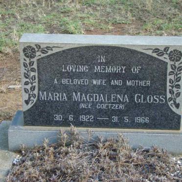 GLOSS Maria Magdalena nee COETZER 1922-1966