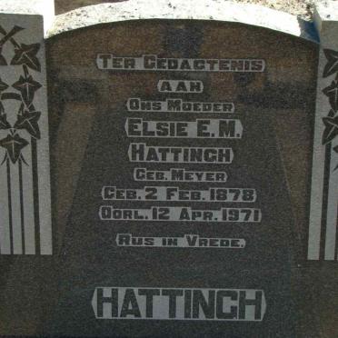 HATTINGH Elsie E.M. nee MEYER 1878-1971
