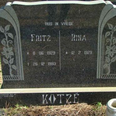 KOTZE Fritz 1929-1993 &amp; Rina 1929-
