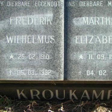 KROUKAMP Frederik Wilhelmus 1910-1992 &amp; Martha Elizabeth 1917-2001