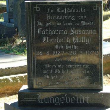 LANGEVELDT Catharina Susanna Elizabeth nee BOTHA 1927-1972