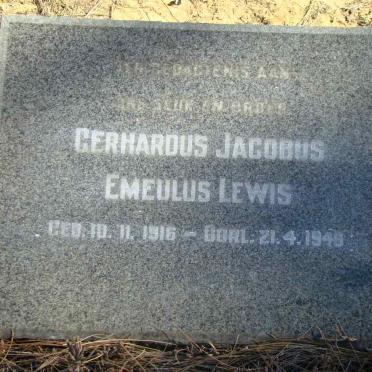LEWIS Gerhardus Jacobus Emeulus 1916-1949