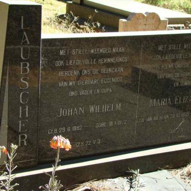 LAUBSCHER Johan Wilhelm 1892-1972 &amp; Maria Elizabeth VAN NIEKERK 1899-1974