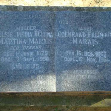 MARAIS Coenraad Frederik 1863-1951 &amp; Elsie Josina Helena Martina DEKKER 1875-1950