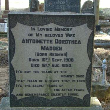 MADDEN Antoinette Dorothea nee REDMAN 1908-1950