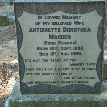 MADDEN Antoinette Dorothea nee REDMAN 1908-1950