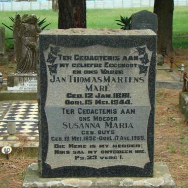 MARE Jan Thomas Martens 1881-1944 &amp; Susanna Maria BUYS 1892-1965