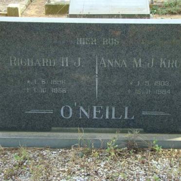O'NEILL Richard H.J. 1896-1956 &amp; Anna M.J. KRUGER 1903-1984