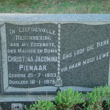 PIENAAR Christina Jacomina 1903-1975