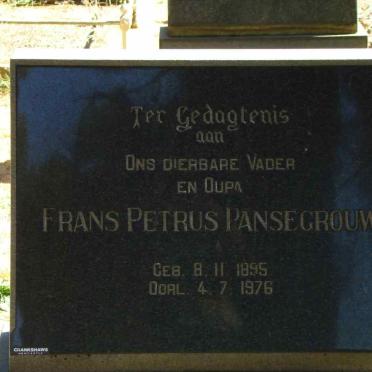 PANSEGROUW Frans Petrus 1895-1976