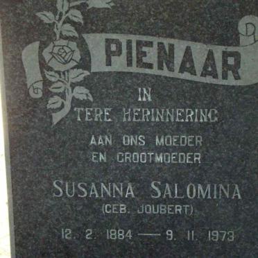 PIENAAR Susanna Salomina nee JOUBERT 1884-1973